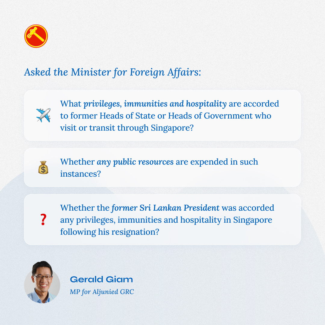 Visit to Singapore by the former President of Sri Lanka